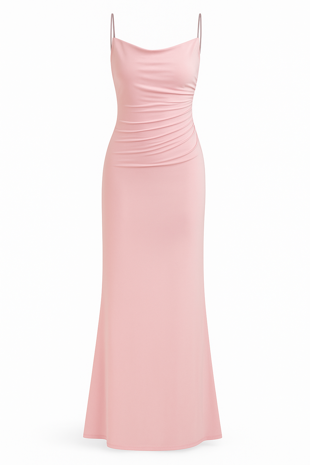 Damen Maxikleid mit Wasserfallausschnitt und Spaghettiträgern