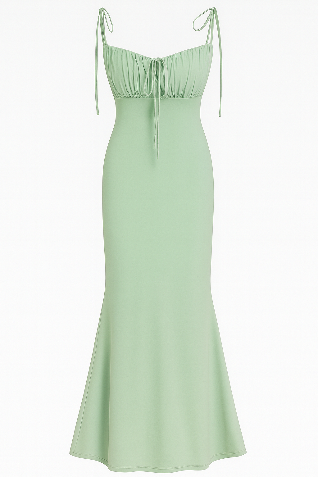 Damen Midikleid mit Spaghettiträgern und gerafftem Oberteil