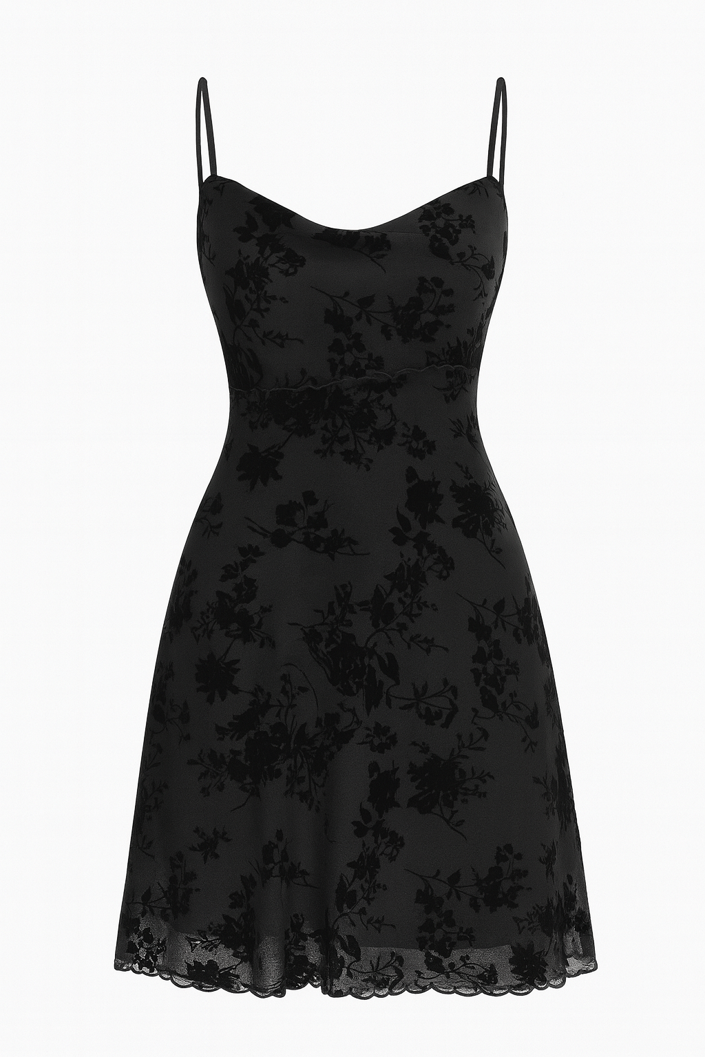 Damen Minikleid mit Karreeausschnitt, Spitzenbesatz und Spaghettiträgern