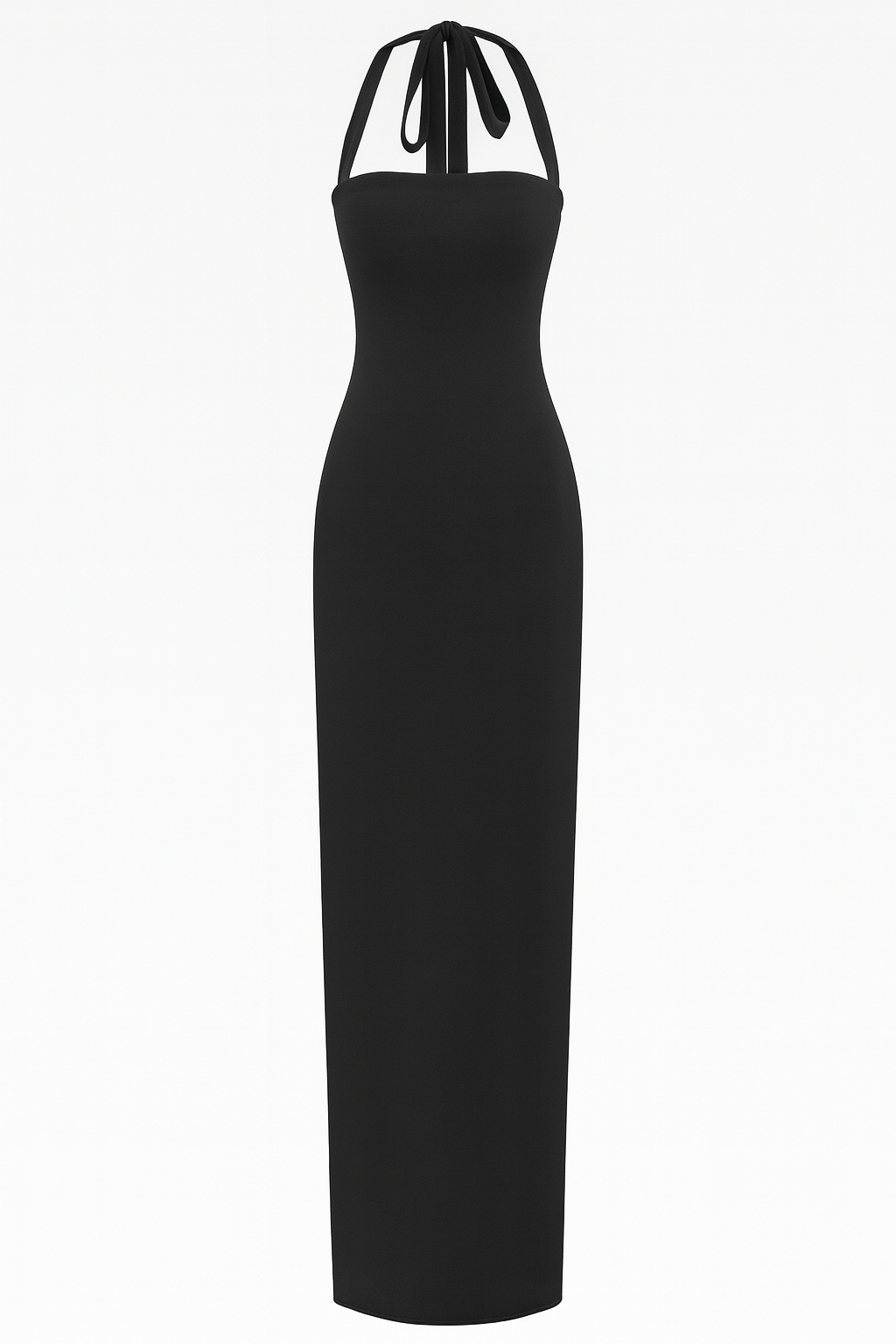 Damen Strick-Maxikleid mit Neckholder und figurbetontem Schnitt