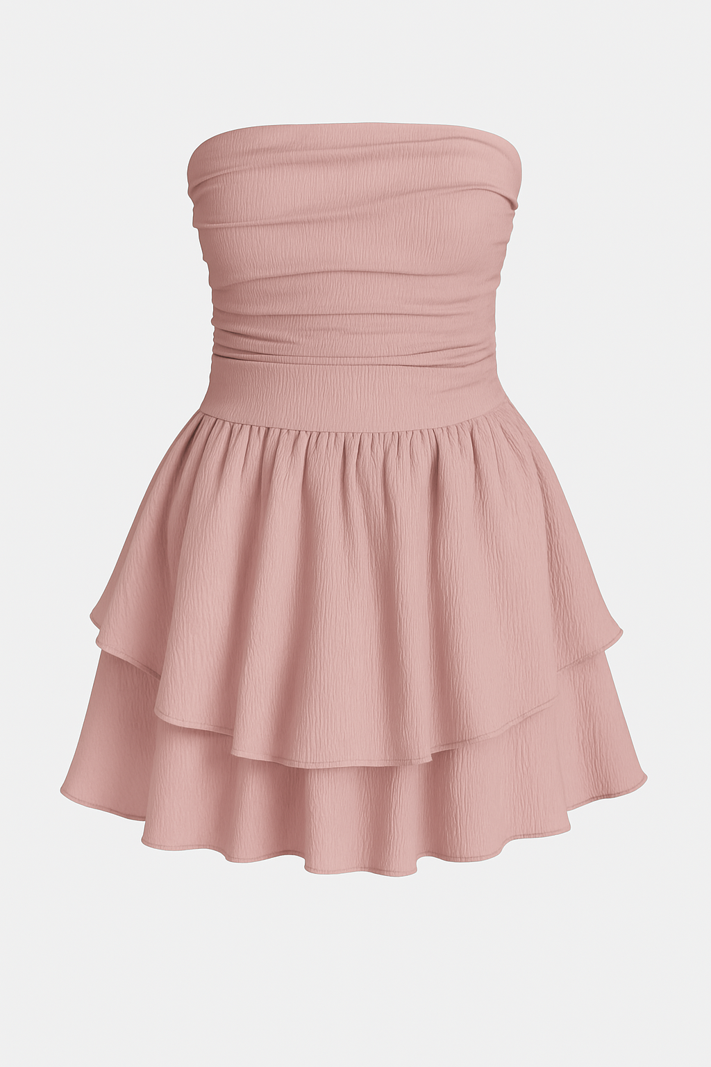 Damen Bandeau-Minikleid mit Raffungen und Volantrock