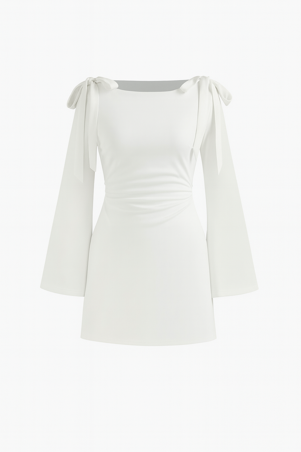 Damen Minikleid mit Schleifendetails und weitem Langarm