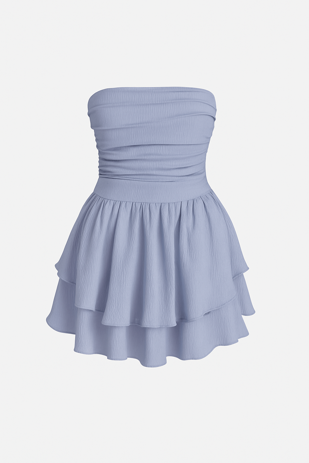 Damen Bandeau-Minikleid mit Raffungen und Volantrock