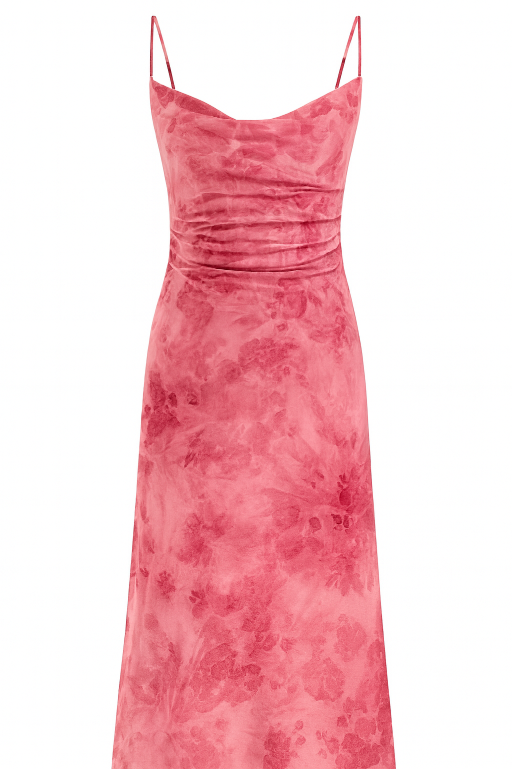 Damen Samt-Midikleid mit Spaghettiträgern und Blumenmuster