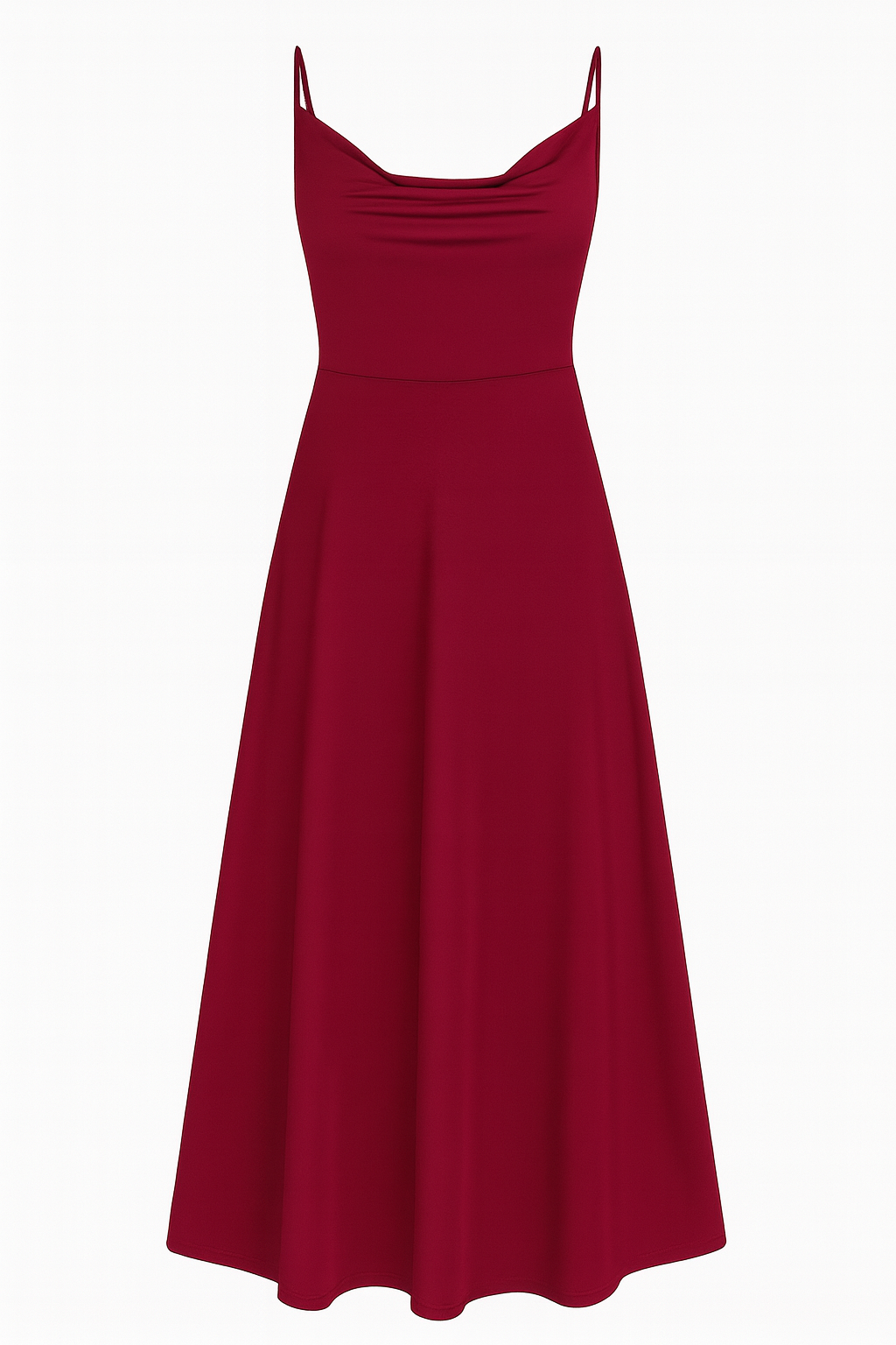 Damen Midikleid mit Spaghettiträgern und gerafftem Ausschnitt