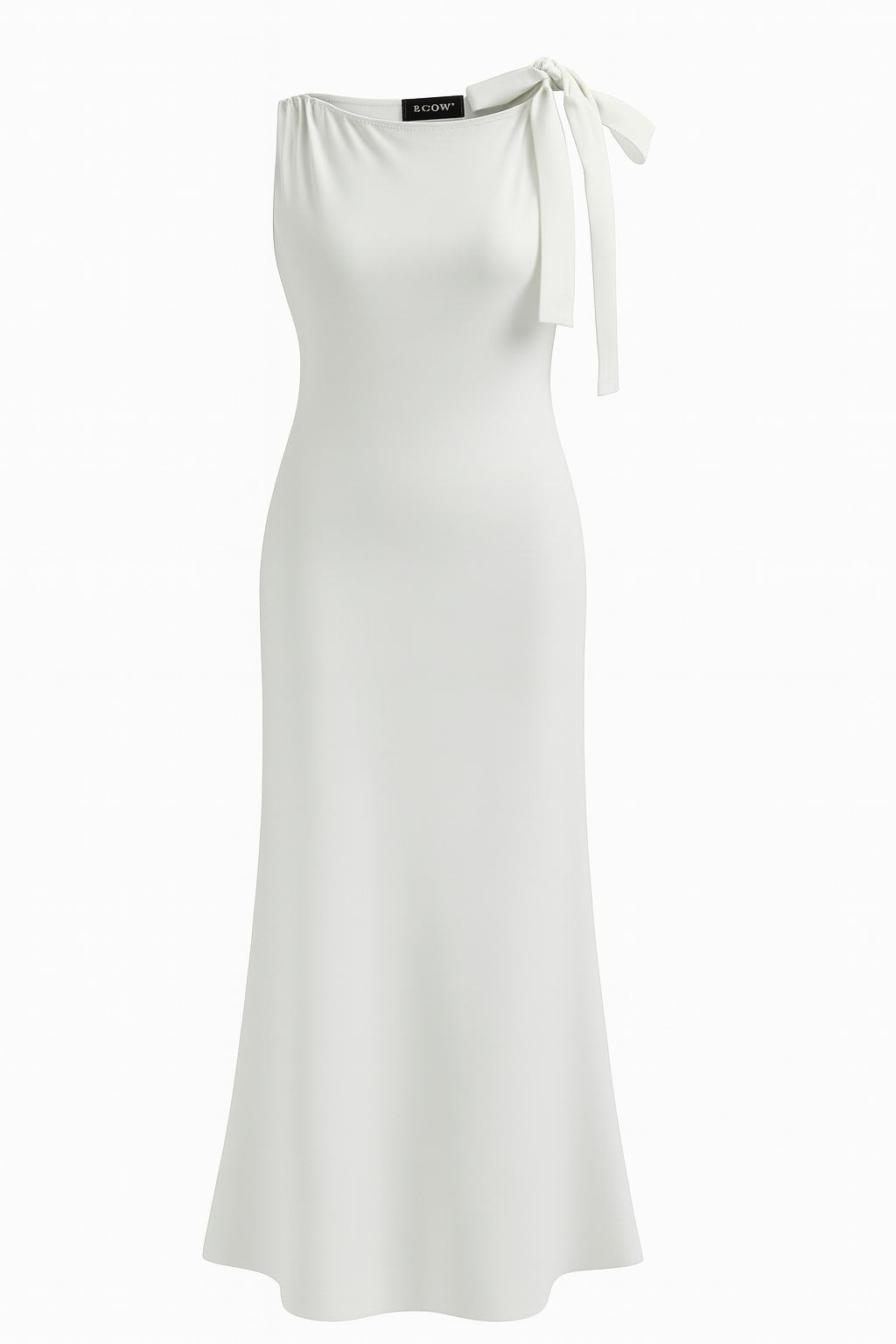 Damen ärmelloses Maxikleid mit Schleife und Bootsausschnitt