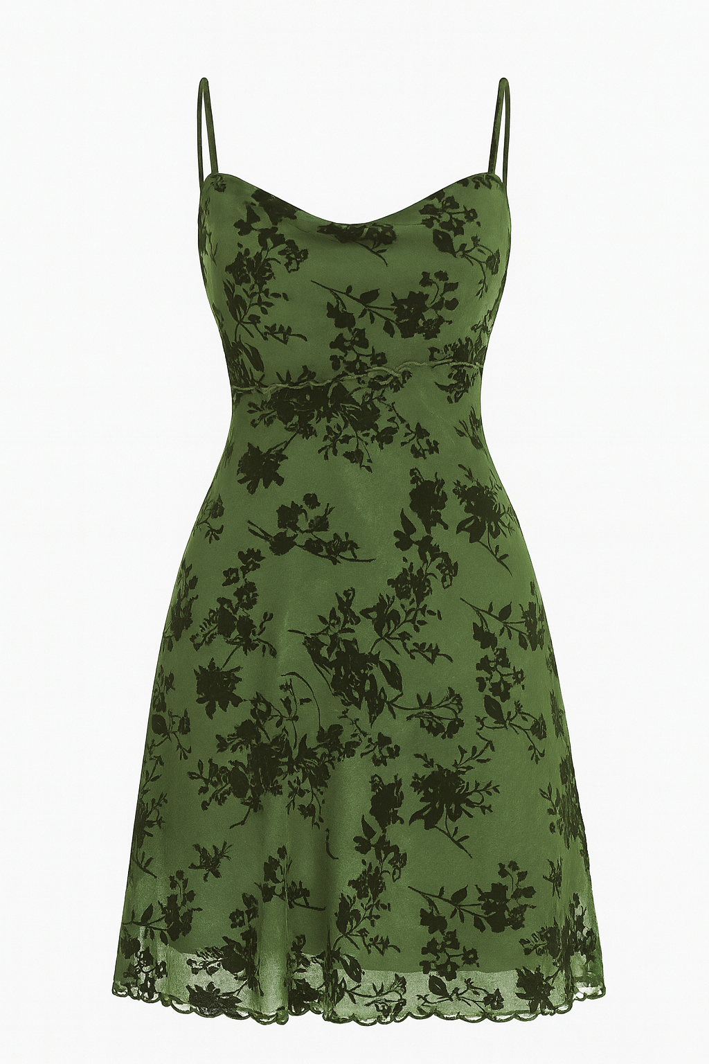 Damen Minikleid mit Karreeausschnitt, Spitzenbesatz und Spaghettiträgern