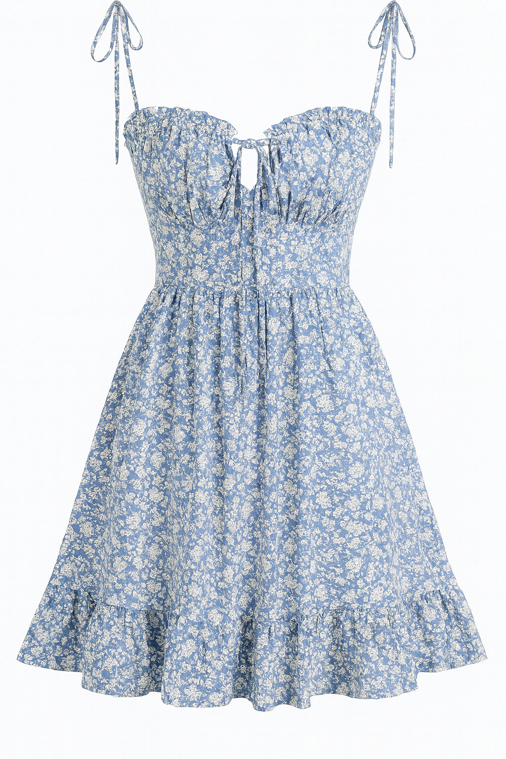 Damen Sommerkleid mit Spaghettiträgern und Blumenprint
