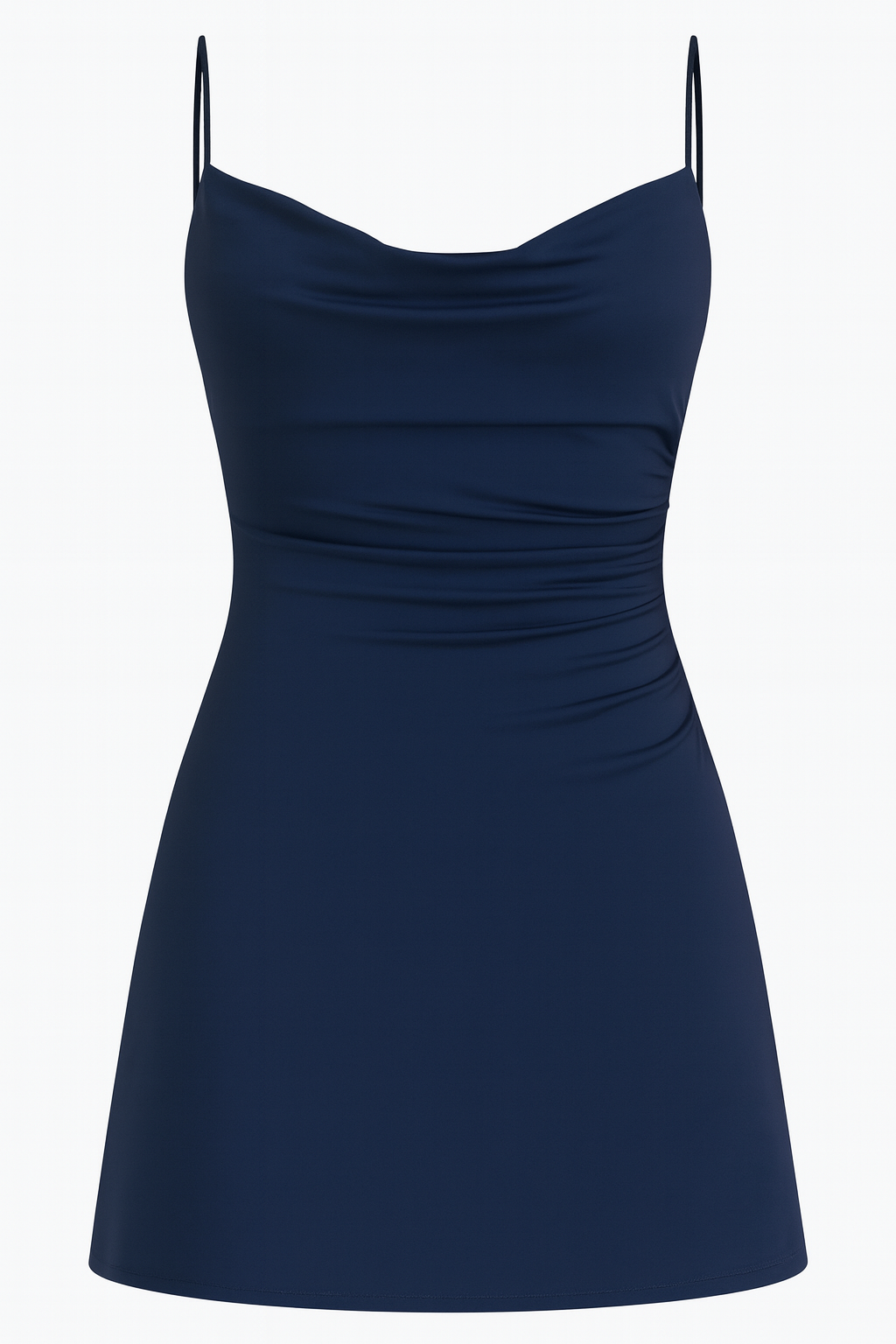 Damen Minikleid mit Wasserfallausschnitt und Spaghettiträgern