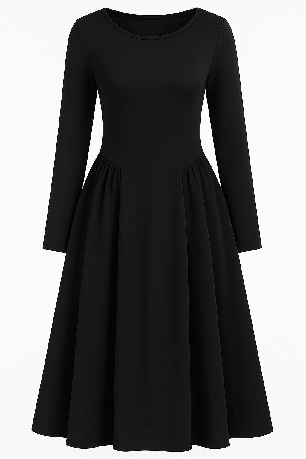 Damen Midikleid mit langen Ärmeln und A-Linie