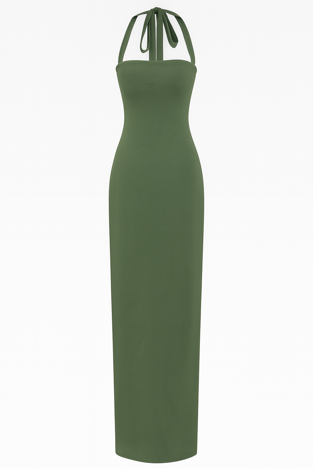 Damen Strick-Maxikleid mit Neckholder und figurbetontem Schnitt