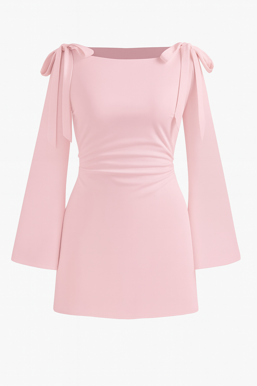 Damen Minikleid mit Schleifendetails und weitem Langarm