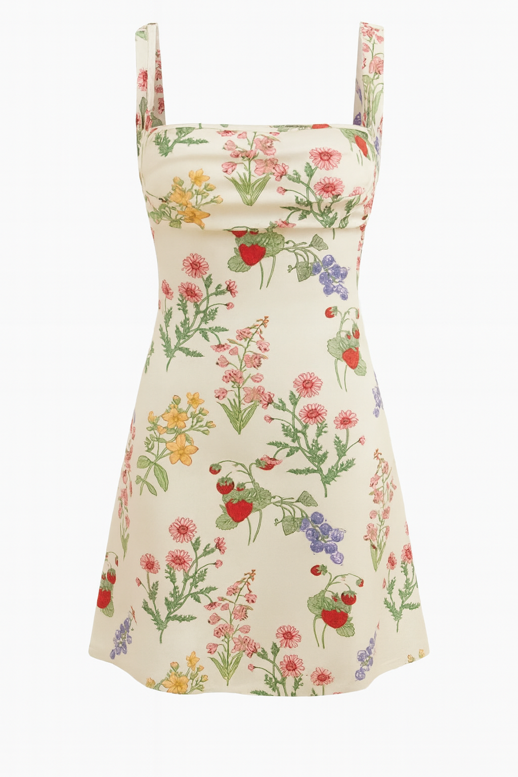 Damen Sommer-Minikleid mit Karreeausschnitt und Blumenprint