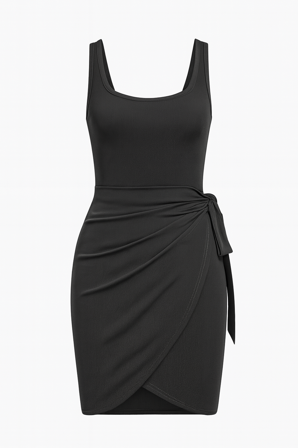 Damen ärmelloses Wickel-Minikleid mit Bindegürtel