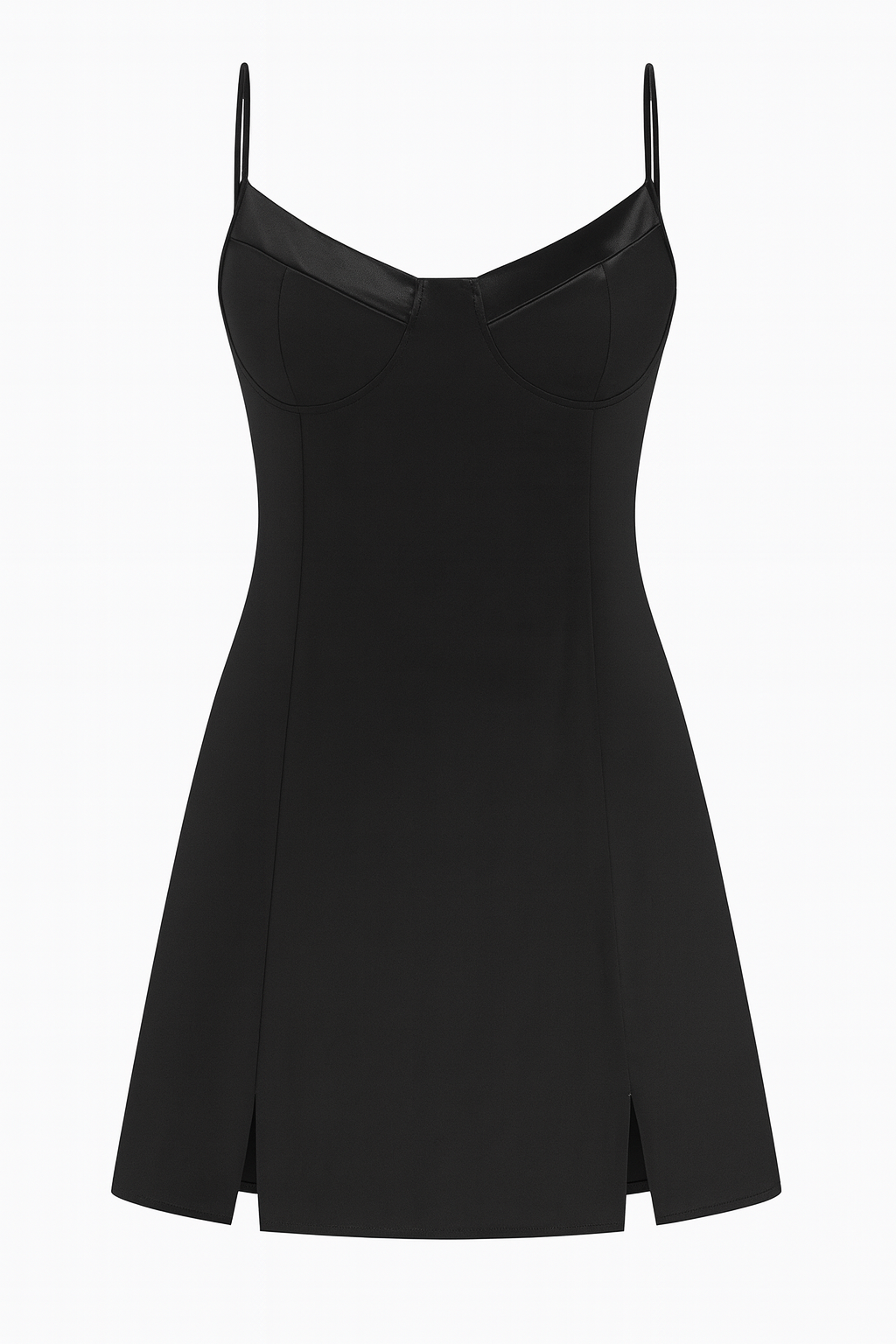 Damen Minikleid mit Spaghettiträgern und Schlitzsaum