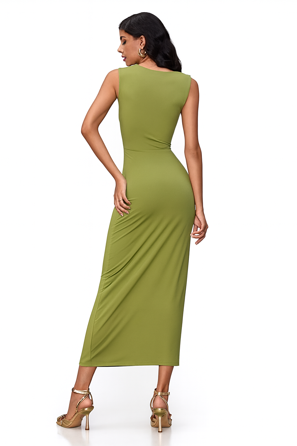 Gerafftes Maxi-Cocktailkleid für Damen mit asymmetrischem Ausschnitt