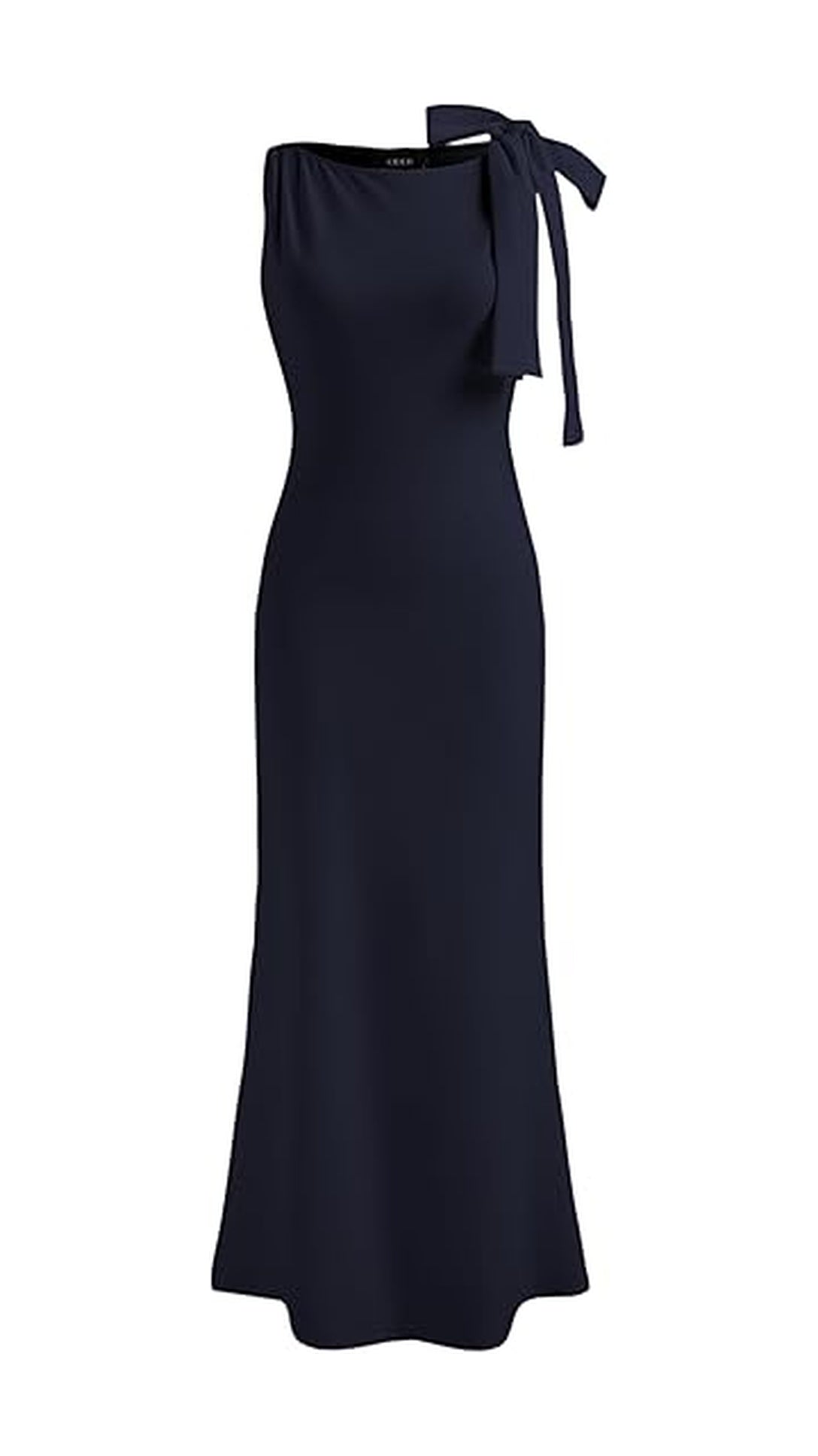 Damen ärmelloses Maxikleid mit Schleife und Bootsausschnitt